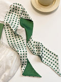 Momentlover Urban Silk Imitation Polka-Dot Printed Green Scarf