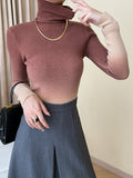 Momentlover Gradient Skinny Long Sleeves High-Neck Sweater Tops Pullovers