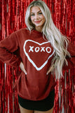 Momentlover Heart Letter Graphic Round Neck Sweatshirt