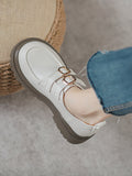 Momentlover Split-Joint Round-Toe Platform Shoes Loafers