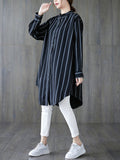 Momentlover Striped Buttoned Loose Long Sleeves Blouses&Shirts Tops