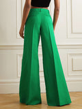 momentlover Wide Leg Solid Color Flared Trousers Pants