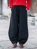 Momentlover Casual Loose Keep Warm Elasticity Solid Color Casual Pants Bottoms