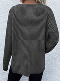 Momentlover Notched Long Sleeve Sweater