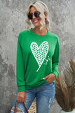 Momentlover Heart Graphic Round Neck Sweatshirt