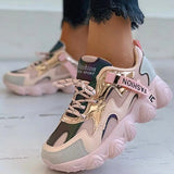 themeisles - Pink Casual Sportswear Patchwork Frenulum Round Comfortable Sport Shoes