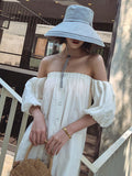 Momentlover Casual Solid Sun-Protection Large Wide Brim Bucket Hat