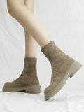 Momentlover Split-Joint Round-Toe Chunky Shoes Boots