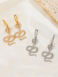 Momentlover Solid Color Snake Shape Geometric Drop Earrings