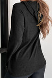Momentlover Waffle-Knit Button Up Drawstring Hoodie