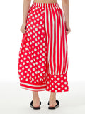 Momentlover Striped Split-Joint Polka-Dot Elasticity Contrast Color Wide Leg Loose Pants Cropped Trousers