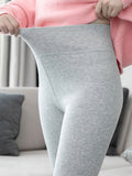 Momentlover Simple Skinny Leg Keep Warm Solid Color Leggings