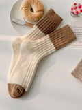 momentlover Pleated Elasticity Contrast Color Socks