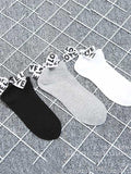 momentlover Tide Letter Bow Decoration Socks