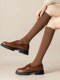 momentlover Casual Breathable Solid Color Mid-Calf Socks