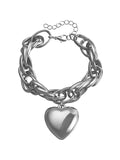 Momentlover Solid Color Heart Shape Chains Normcore Bracelet Accessories
