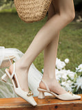 Momentlover Square-Toe Split-Joint Sling Shoes Sandals