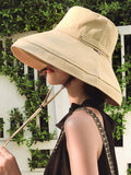 Momentlover Casual Solid Sun-Protection Large Wide Brim Bucket Hat