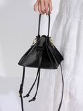 Momentlover Split-Joint Solid Color Drawstring Triangle Handbags
