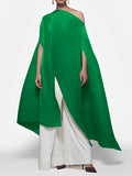 Momentlover Batwing Sleeves Loose Solid Color Split-Front Off-The-Shoulder Blouses&Shirts Tops
