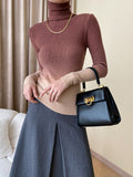 Momentlover Gradient Skinny Long Sleeves High-Neck Sweater Tops Pullovers