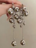 Momentlover Tasseled Geometric Drop Earrings