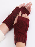momentlover Simple 9 Colors Jacquard Knitting Gloves