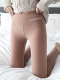 Momentlover Casual Skinny Leg Keep Warm Solid Color Leggings