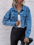 Long Sleeves Fringed Pockets Split-Joint Lapel Jackets