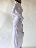 Momentlover Split-Joint Solid Color Skinny Plus Size Hooded Maxi Dresses