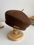Momentlover Casual Keep Warm Solid Color Beret Hat