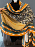 Momentlover Vintage Ramie Cotton Leopard Printed Scarf
