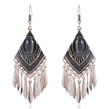 Fashion diamond alloy silver tassel earrings