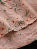 Momentlover Lace-Up Floral Printed Loose Long Sleeves Round-Neck Blouses&Shirts Tops