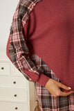 Momentlover Plaid Round Neck Dropped Shoulder Sweatshirt