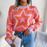 Momentlover Star Round Neck Sweater