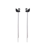 S925 silver needle tassel long swan earrings