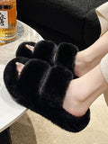 Momentlover Split-Joint Solid Color Open Toe Platform Shoes Flat Shoes