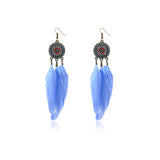 Retro Sunflower Feather Fringed Earrings
