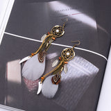 Long Feather Horn Earrings