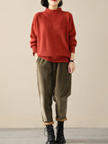 Momentlover Casual Loose Long Sleeves Solid Color High-Neck Sweater Tops