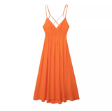 - Orange Backless Summer Dress  GEU1359