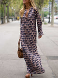 Momentlover Women Casual Loose Printed Deep V-Neck Maxi Dresses