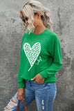 Momentlover Heart Graphic Round Neck Sweatshirt