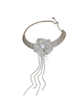 Momentlover Tasseled Rhine Stones Flower Shape Necklaces Accessories