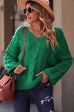 Momentlover Cable Knit V-Neck Sweater