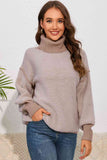 Momentlover Turtle Neck Dropped Shoulder Sweater