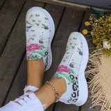 themeisles - White Casual Patchwork Printing Round Mesh Breathable Comfortable Out Door Shoes