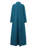 Momentlover Casual Loose 4 Colors High-Neck Long Sleeves Maxi Dress