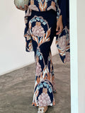Momentlover Loose Flower Print Long Skirts Skirts Bottoms